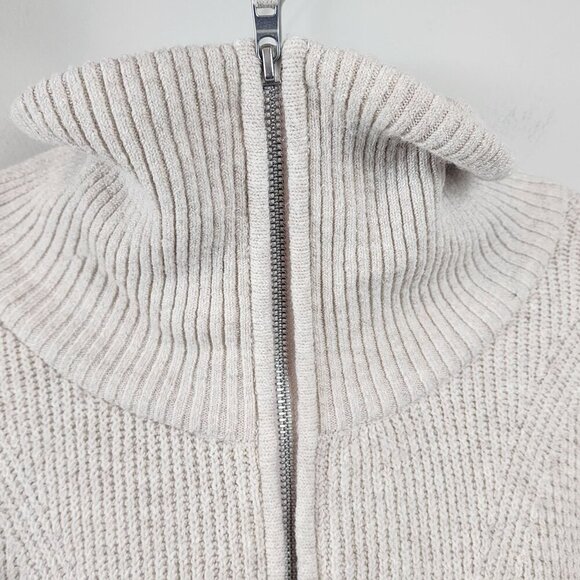 Aerie Sz Medium Beige Waffle Knit Half-Zip Sweater Ribbed Mock Neck - Picture 3 of 12